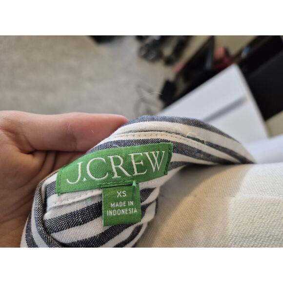 J. Crew Gray White Classic Fit Striped Beach Linen Cotton Tunic Shirt XS - Picture 5 of 5